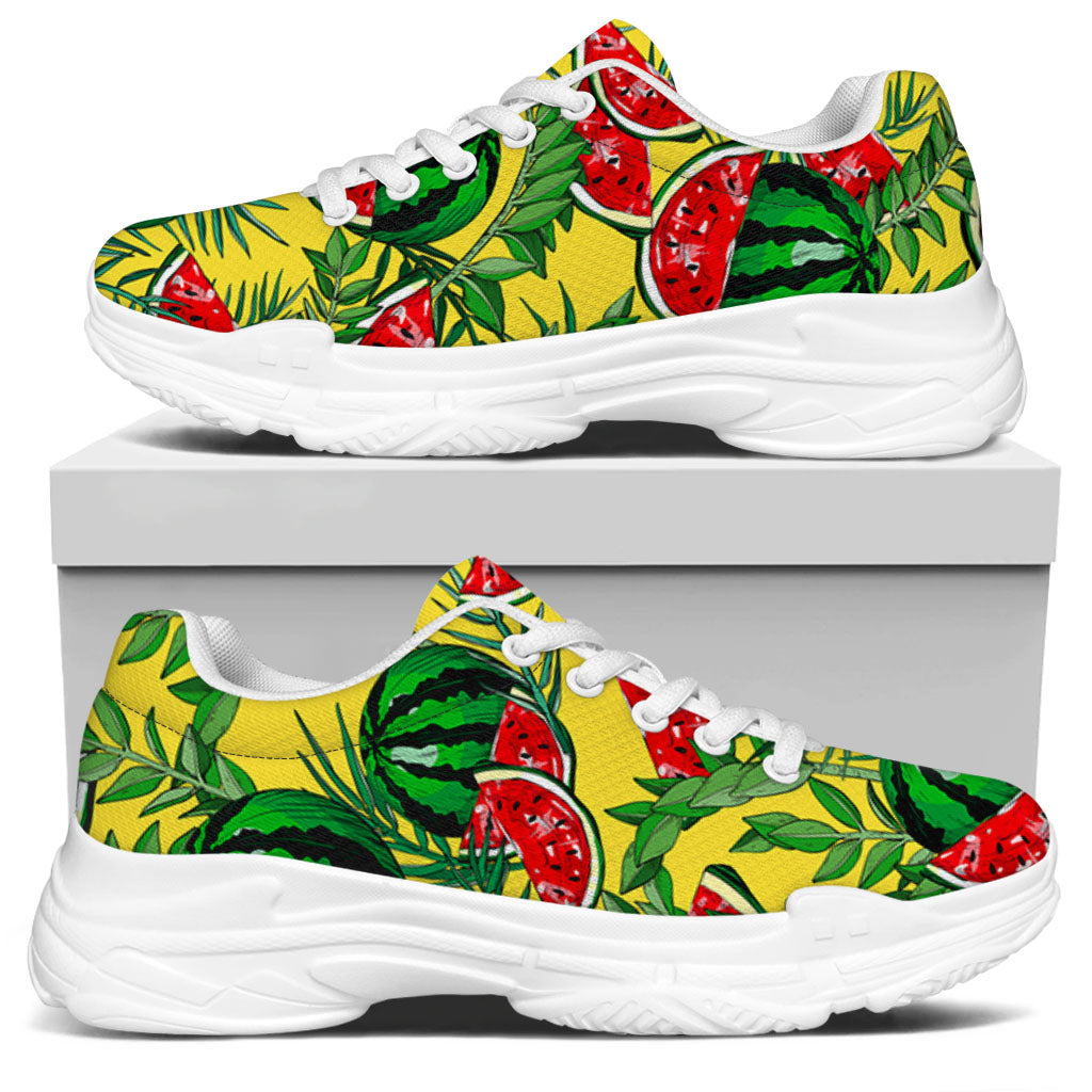 Leaf Watermelon Pieces Pattern Print White Chunky Shoes
