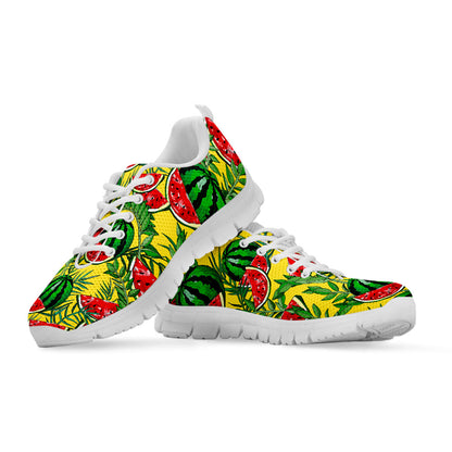 Leaf Watermelon Pieces Pattern Print White Running Shoes