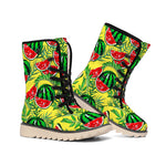 Leaf Watermelon Pieces Pattern Print Winter Boots