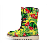 Leaf Watermelon Pieces Pattern Print Winter Boots