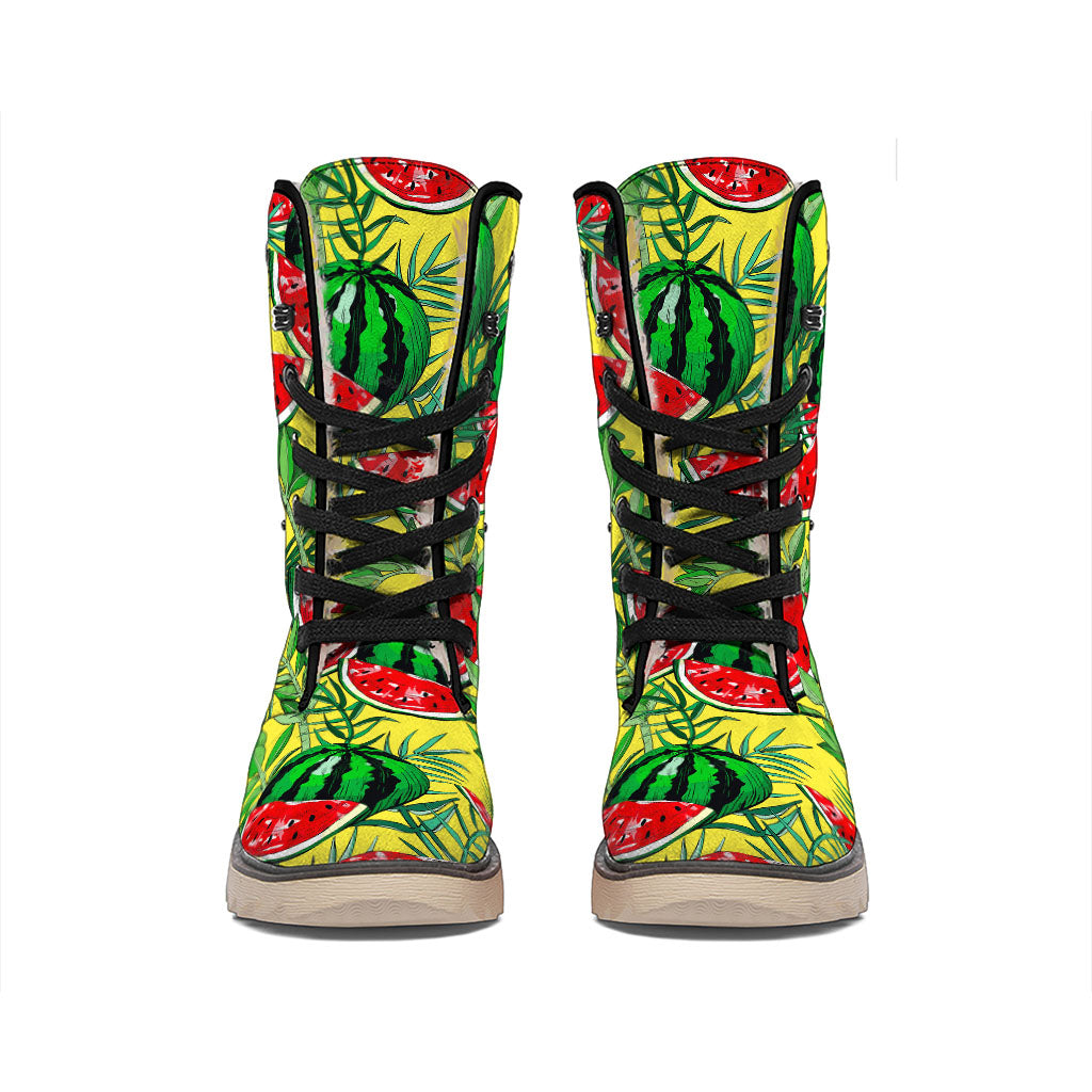 Leaf Watermelon Pieces Pattern Print Winter Boots