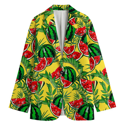 Leaf Watermelon Pieces Pattern Print Women's Blazer