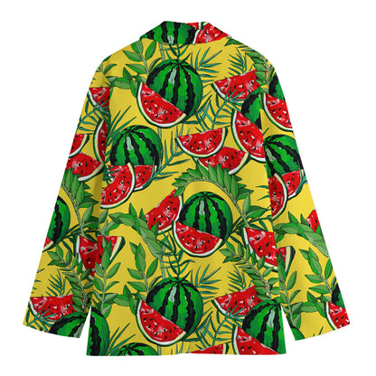 Leaf Watermelon Pieces Pattern Print Women's Blazer
