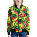 Leaf Watermelon Pieces Pattern Print Women's Bomber Jacket