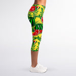 Leaf Watermelon Pieces Pattern Print Women's Capri Leggings