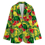 Leaf Watermelon Pieces Pattern Print Women's Cotton Blazer
