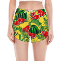 Leaf Watermelon Pieces Pattern Print Women's Split Running Shorts
