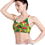 Leaf Watermelon Pieces Pattern Print Women's Sports Bra