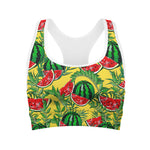 Leaf Watermelon Pieces Pattern Print Women's Sports Bra