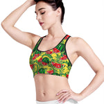 Leaf Watermelon Pieces Pattern Print Women's Sports Bra