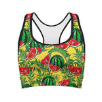 Leaf Watermelon Pieces Pattern Print Women's Sports Bra