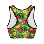 Leaf Watermelon Pieces Pattern Print Women's Sports Bra