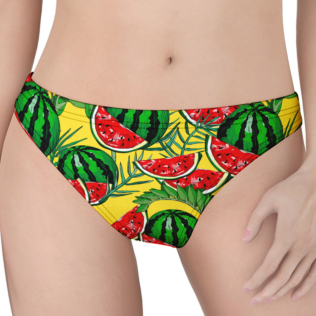 Leaf Watermelon Pieces Pattern Print Women's Thong