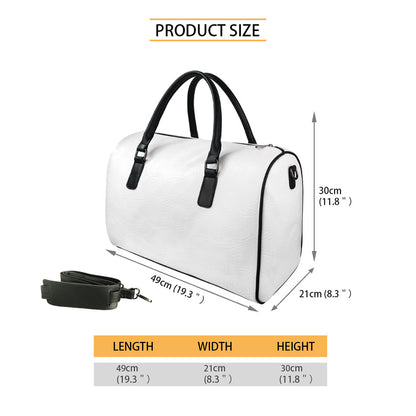 Black And White Holy Bible Pattern Print Leather Duffle Bag