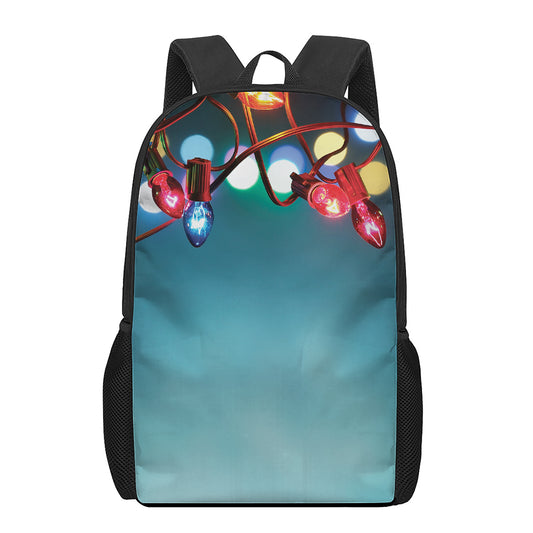 LED Christmas String Lights Print 17 Inch Backpack