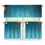 LED Christmas String Lights Print 3 Piece Kitchen Curtains