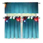 LED Christmas String Lights Print 3 Piece Kitchen Curtains