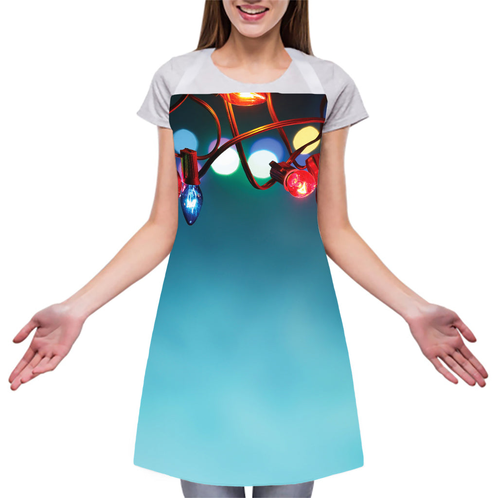 LED Christmas String Lights Print Adjustable Apron