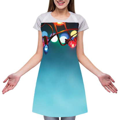 LED Christmas String Lights Print Adjustable Apron