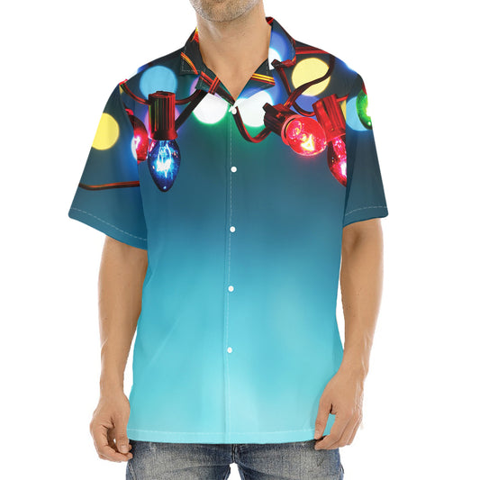 LED Christmas String Lights Print Aloha Shirt
