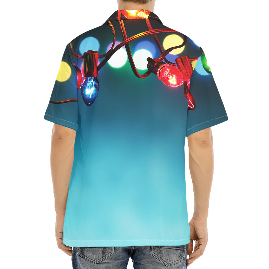 LED Christmas String Lights Print Aloha Shirt