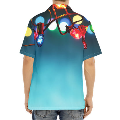 LED Christmas String Lights Print Aloha Shirt