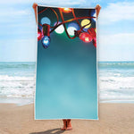 LED Christmas String Lights Print Beach Towel