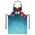 LED Christmas String Lights Print Bib Apron With Pocket