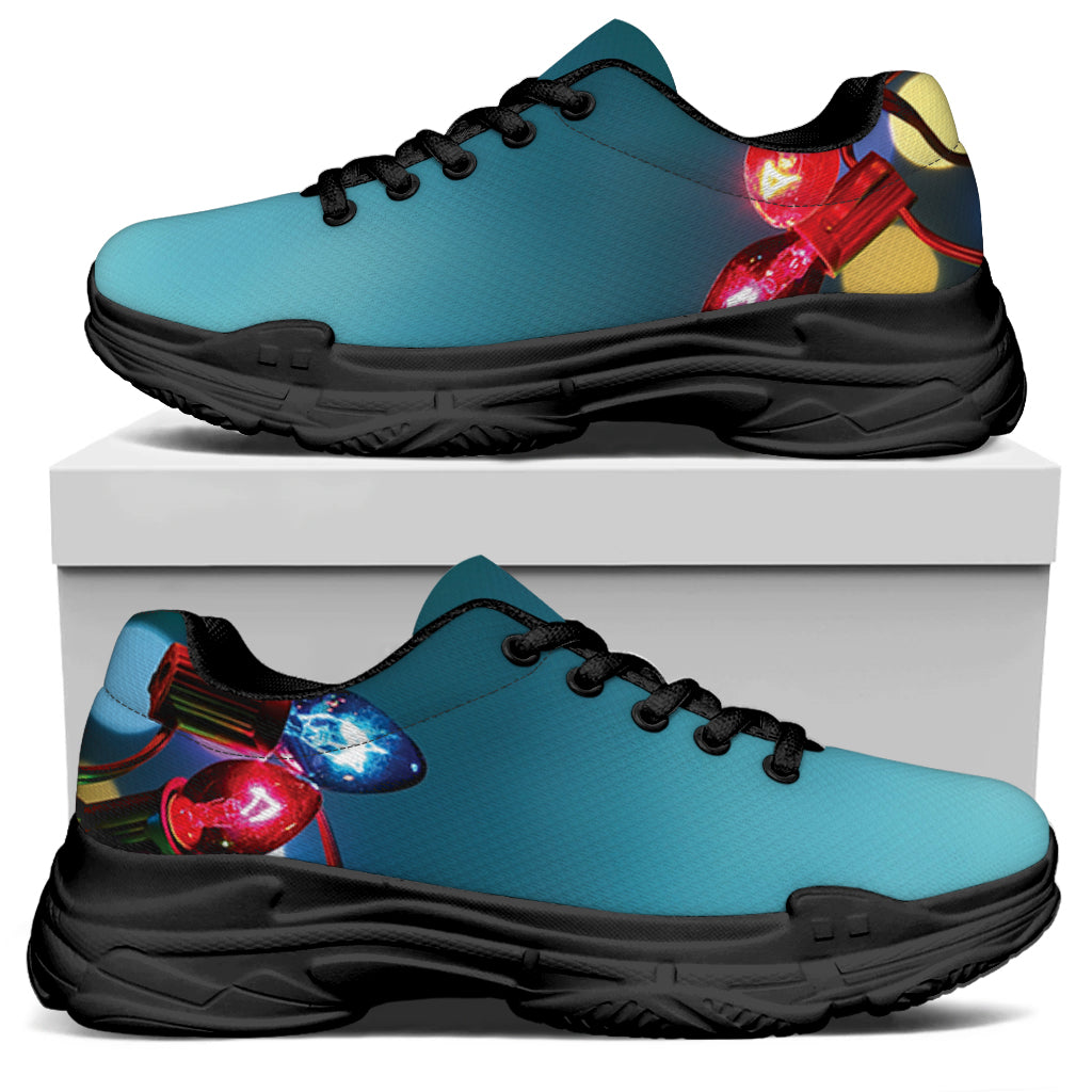 LED Christmas String Lights Print Black Chunky Shoes