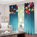 LED Christmas String Lights Print Dimout Grommet Curtains