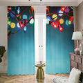 LED Christmas String Lights Print Dimout Pencil Pleat Curtains