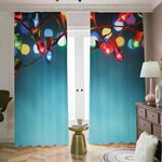 LED Christmas String Lights Print Blackout Pencil Pleat Curtains