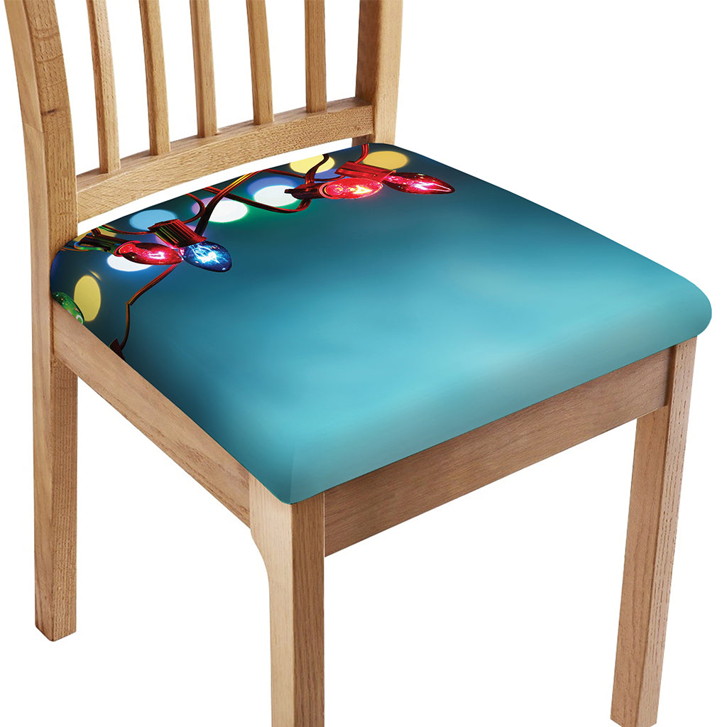 LED Christmas String Lights Print Chair Cushion Cover