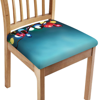LED Christmas String Lights Print Chair Cushion Cover