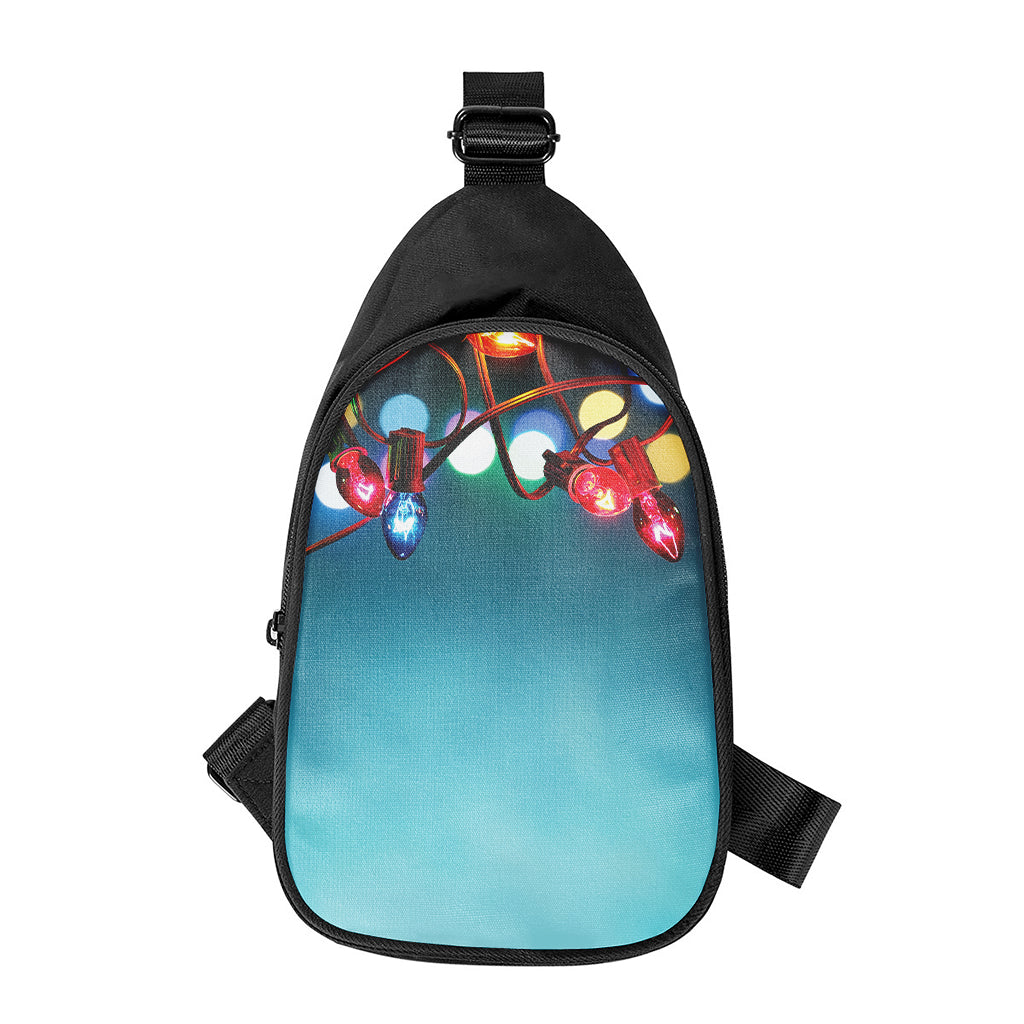LED Christmas String Lights Print Chest Bag