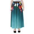LED Christmas String Lights Print Chiffon Maxi Skirt