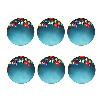 LED Christmas String Lights Print Coaster Set