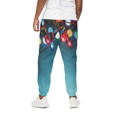 LED Christmas String Lights Print Cotton Pants