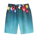 LED Christmas String Lights Print Cotton Shorts