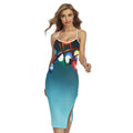 LED Christmas String Lights Print Cross Back Cami Dress