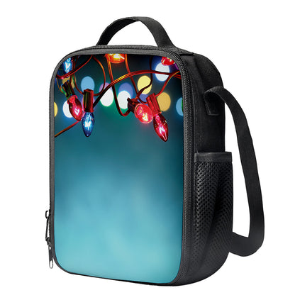 LED Christmas String Lights Print Crossbody Lunch Bag