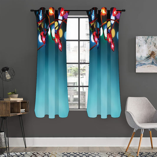 LED Christmas String Lights Print Curtain