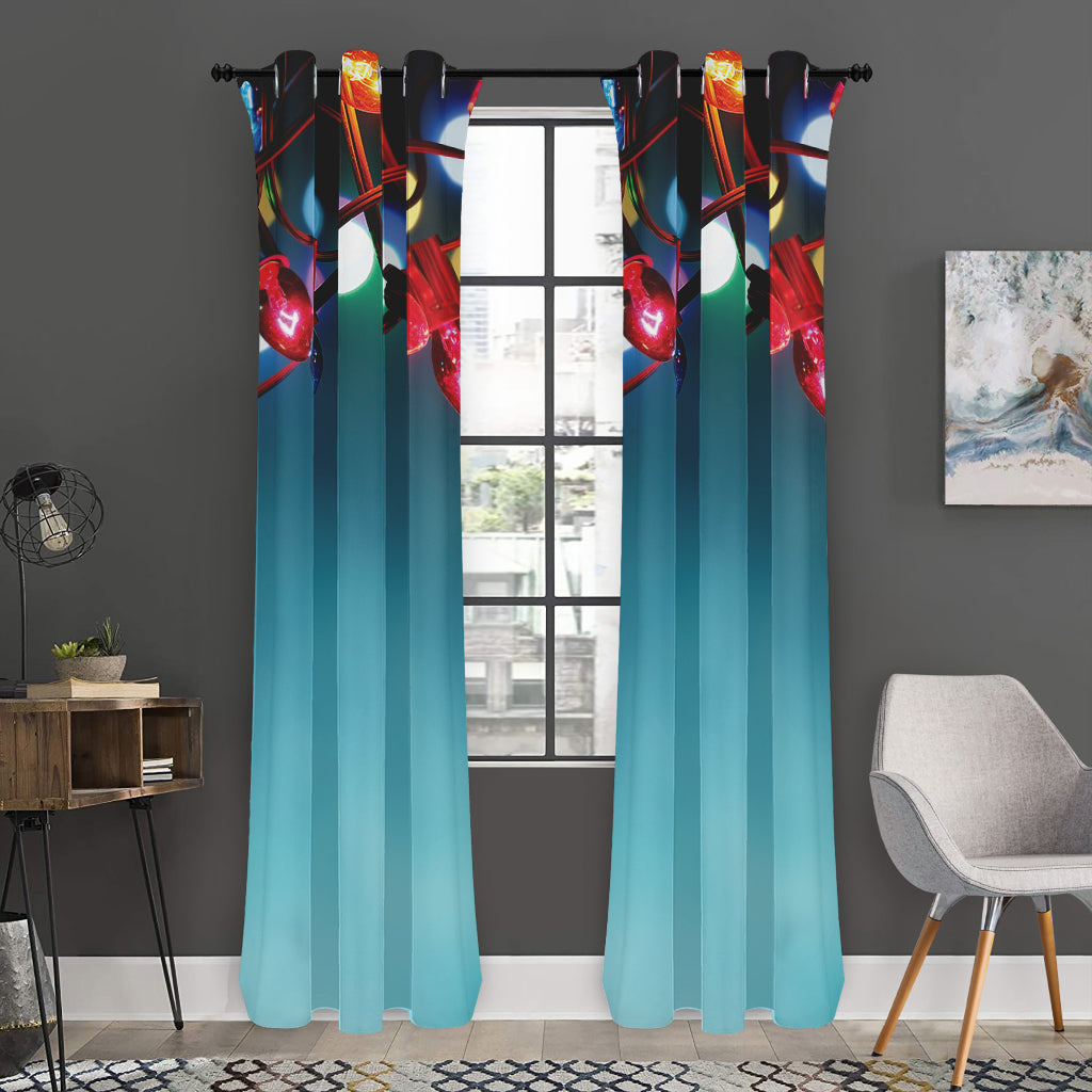 LED Christmas String Lights Print Curtain