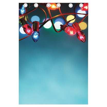 LED Christmas String Lights Print Curtain