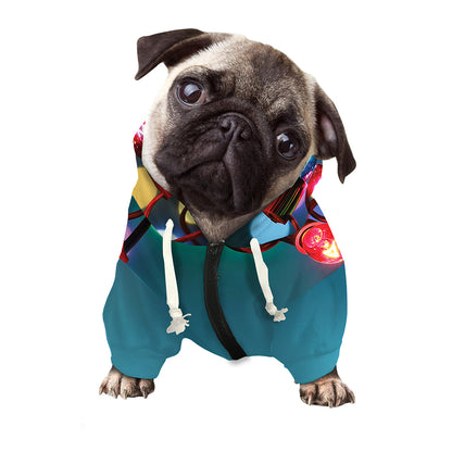 LED Christmas String Lights Print Dog Zip Up Hoodie