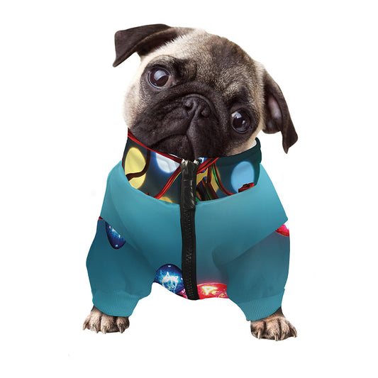 LED Christmas String Lights Print Dog Zip Up Jacket