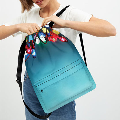 LED Christmas String Lights Print Drawstring Backpack