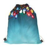 LED Christmas String Lights Print Drawstring Bag