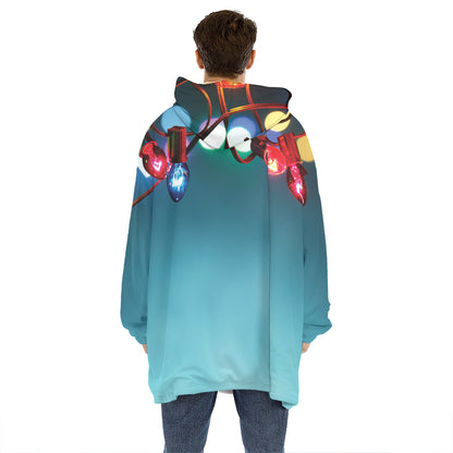 LED Christmas String Lights Print Hoodie Blanket