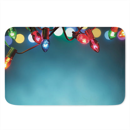 LED Christmas String Lights Print Indoor Door Mat